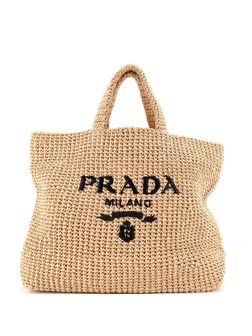 Prada Logo Tote Raffia Large #340173P22B